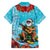 Hawaii Christmas Family Matching Puletasi and Hawaiian Shirt Mele Kalikimaka Poinsettia Lei Polynesian - Blue