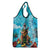 Hawaii Christmas Grocery Bag Mele Kalikimaka Poinsettia Lei Polynesian - Blue