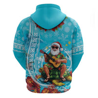 Hawaii Christmas Hoodie Mele Kalikimaka Poinsettia Lei Polynesian - Blue LT14 - Polynesian Pride