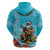 Hawaii Christmas Hoodie Mele Kalikimaka Poinsettia Lei Polynesian - Blue