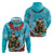 Hawaii Christmas Hoodie Mele Kalikimaka Poinsettia Lei Polynesian - Blue