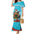 Hawaii Christmas Mermaid Dress Mele Kalikimaka Poinsettia Lei Polynesian - Blue