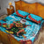 Hawaii Christmas Quilt Bed Set Mele Kalikimaka Poinsettia Lei Polynesian - Blue