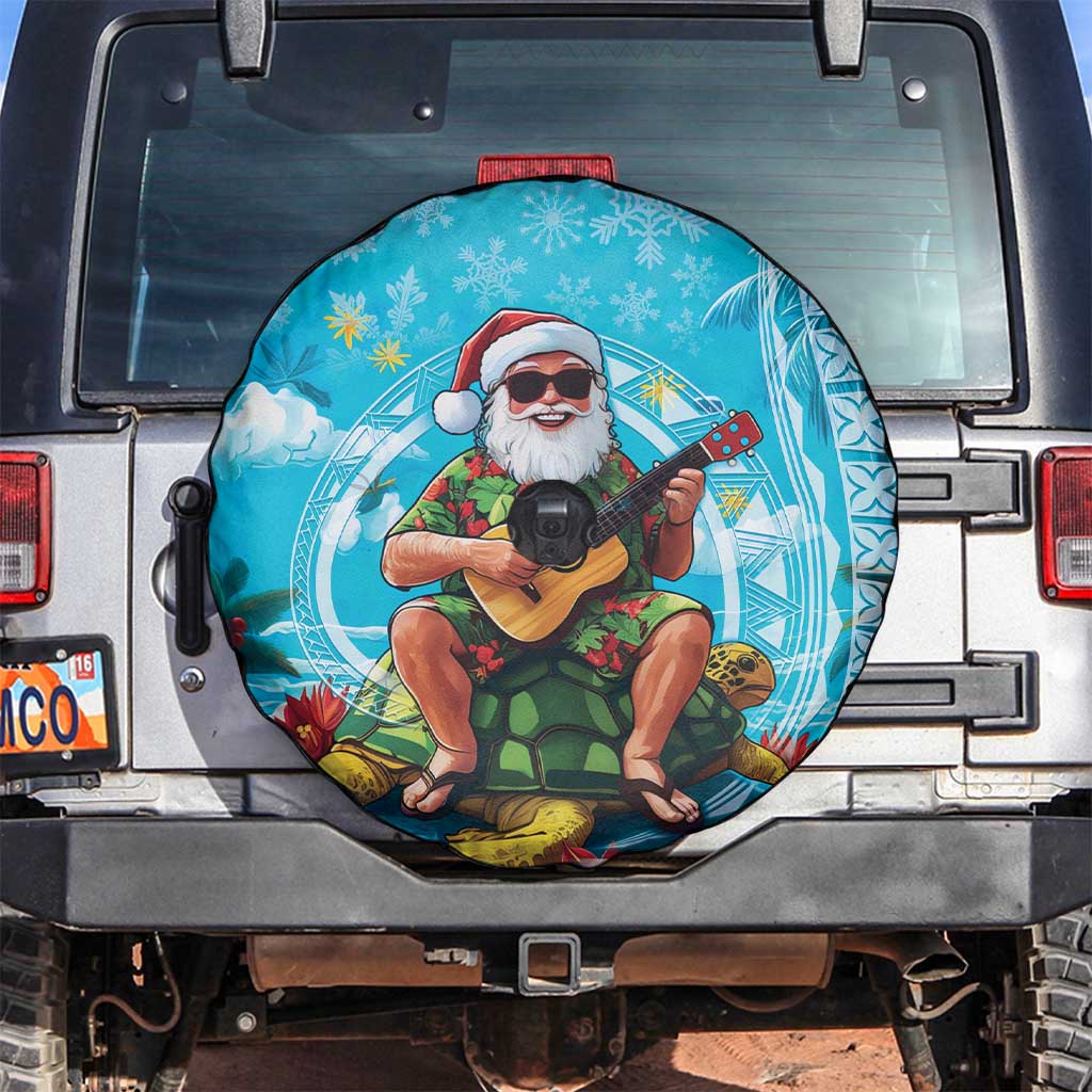 Hawaii Christmas Spare Tire Cover Mele Kalikimaka Poinsettia Lei Polynesian - Blue