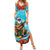 Hawaii Christmas Summer Maxi Dress Mele Kalikimaka Poinsettia Lei Polynesian - Blue