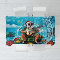 Hawaii Christmas Tablecloth Mele Kalikimaka Poinsettia Lei Polynesian - Blue LT14 Blue - Polynesian Pride