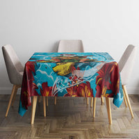 Hawaii Christmas Tablecloth Mele Kalikimaka Poinsettia Lei Polynesian - Blue LT14 - Polynesian Pride