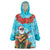 Hawaii Christmas Wearable Blanket Hoodie Mele Kalikimaka Poinsettia Lei Polynesian - Blue