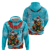 Hawaii Christmas Zip Hoodie Mele Kalikimaka Poinsettia Lei Polynesian - Blue LT14 - Polynesian Pride