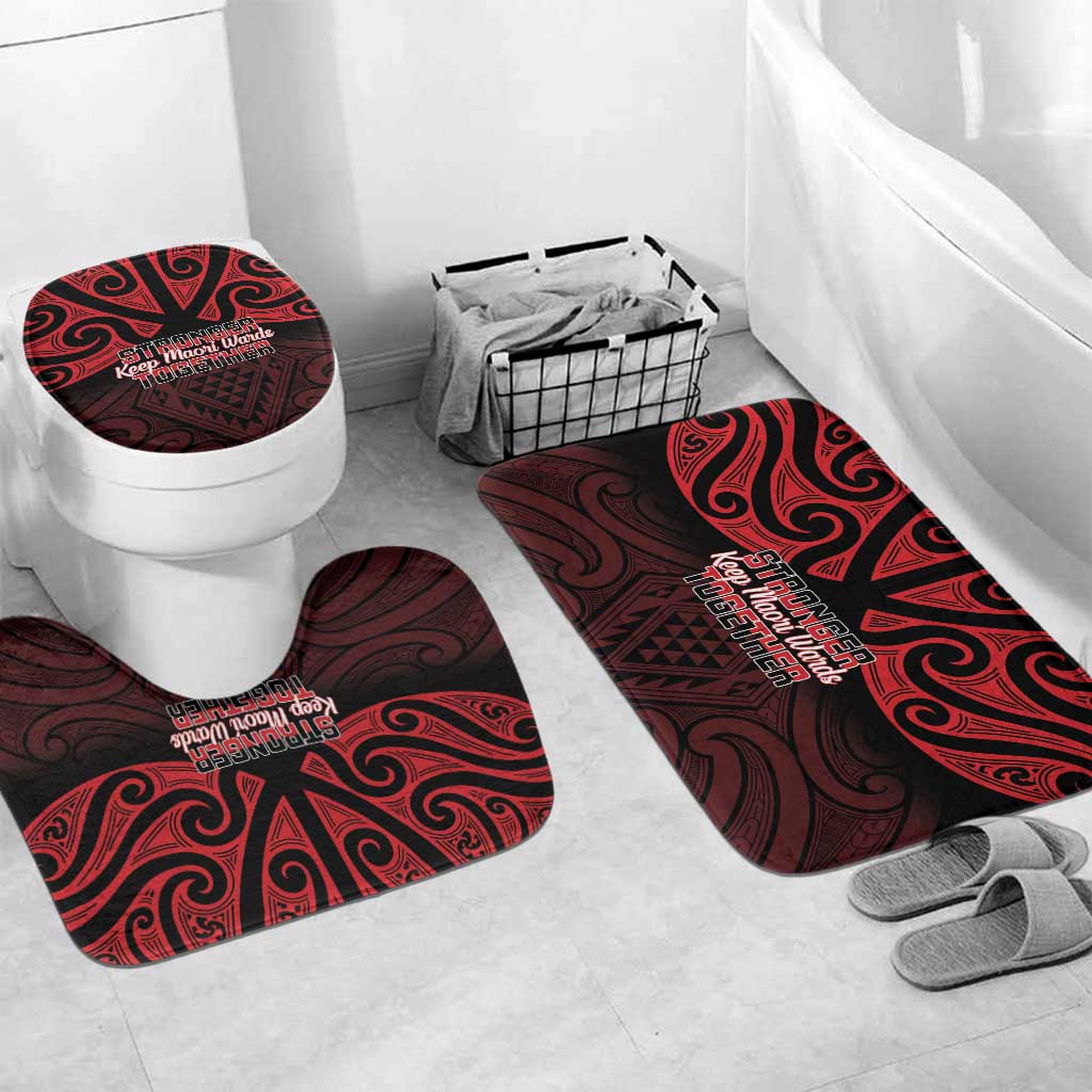 Keep Maori Wards New Zealand Bathroom Set Stronger Together Aotearoa Taniko LT14 Mat Set Only (3 pcs) One Size Black - Polynesian Pride