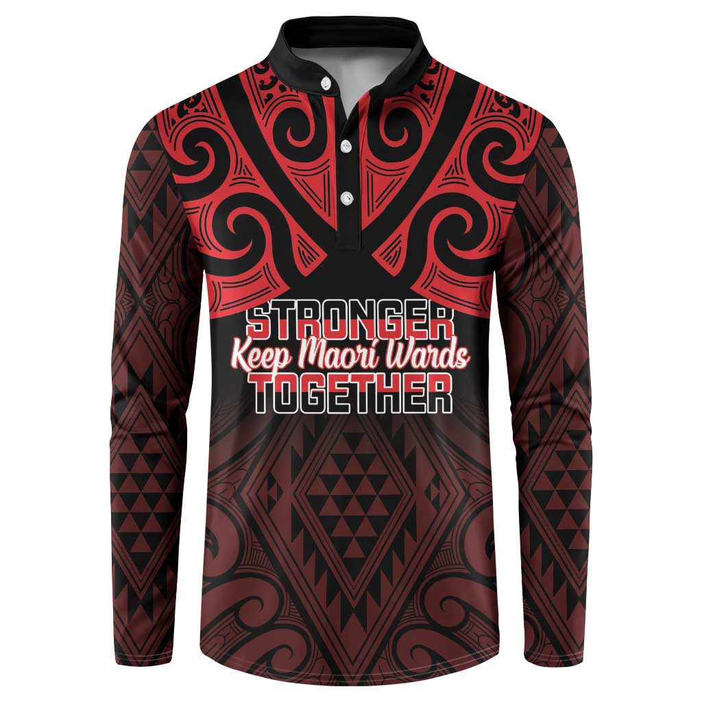 Personalised Keep Maori Wards New Zealand Button Sweatshirt Stronger Together Aotearoa Taniko LT14 Black - Polynesian Pride