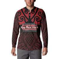Personalised Keep Maori Wards New Zealand Button Sweatshirt Stronger Together Aotearoa Taniko LT14 - Polynesian Pride