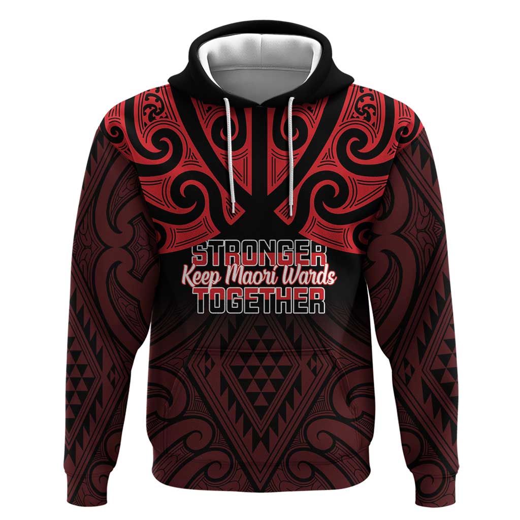 Personalised Keep Maori Wards New Zealand Hoodie Stronger Together Aotearoa Taniko LT14 Pullover Hoodie Black - Polynesian Pride