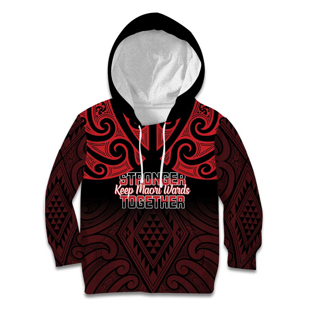 Personalised Keep Maori Wards New Zealand Kid Hoodie Stronger Together Aotearoa Taniko LT14 Hoodie Black - Polynesian Pride