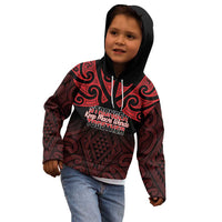 Personalised Keep Maori Wards New Zealand Kid Hoodie Stronger Together Aotearoa Taniko LT14 - Polynesian Pride
