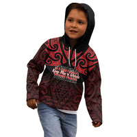 Personalised Keep Maori Wards New Zealand Kid Hoodie Stronger Together Aotearoa Taniko LT14 - Polynesian Pride