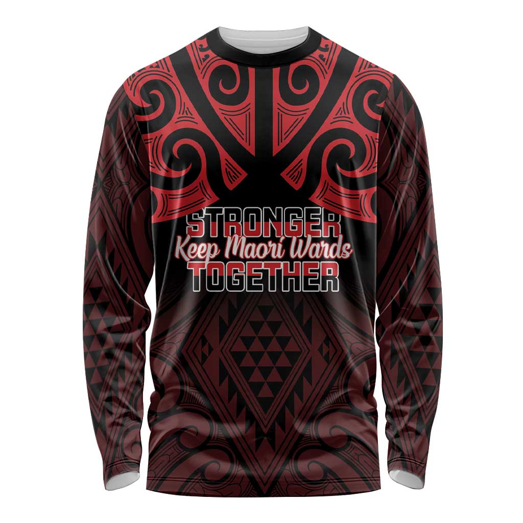 Personalised Keep Maori Wards New Zealand Long Sleeve Shirt Stronger Together Aotearoa Taniko LT14 Unisex Black - Polynesian Pride