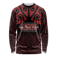 Personalised Keep Maori Wards New Zealand Long Sleeve Shirt Stronger Together Aotearoa Taniko LT14 Unisex Black - Polynesian Pride