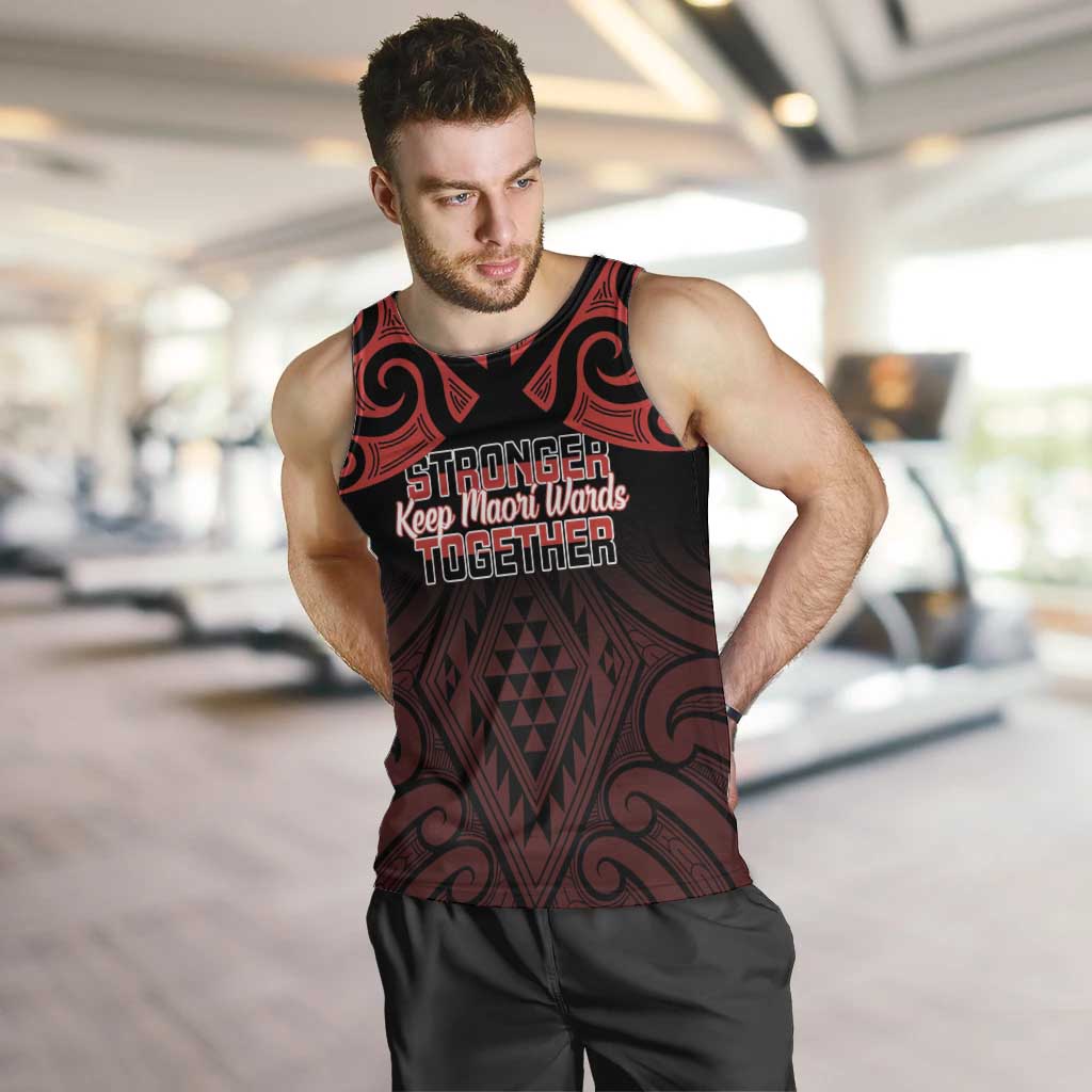 Personalised Keep Maori Wards New Zealand Men Tank Top Stronger Together Aotearoa Taniko LT14 Black - Polynesian Pride