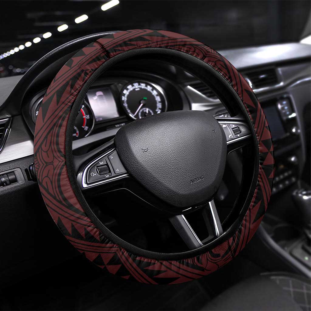 Keep Maori Wards New Zealand Steering Wheel Cover Stronger Together Aotearoa Taniko LT14 Universal Fit Black - Polynesian Pride