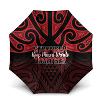 Keep Maori Wards New Zealand Umbrella Stronger Together Aotearoa Taniko LT14 One Size Folded 11.42 inch Opened Diameter 37.4 inch Black - Polynesian Pride