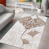New Zealand Manta Ray Tattoo Area Rug Aotearoa Maori Haehae Beige LT14 - Polynesian Pride