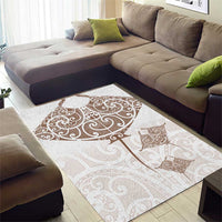 New Zealand Manta Ray Tattoo Area Rug Aotearoa Maori Haehae Beige LT14 - Polynesian Pride