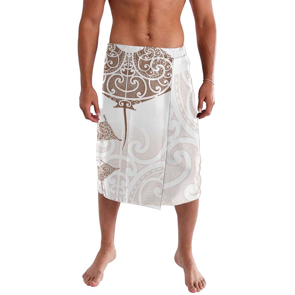 New Zealand Manta Ray Tattoo Lavalava Aotearoa Maori Haehae Beige LT14 White - Polynesian Pride