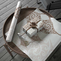 New Zealand Manta Ray Tattoo Wrapping Paper Aotearoa Maori Haehae Beige LT14 - Polynesian Pride