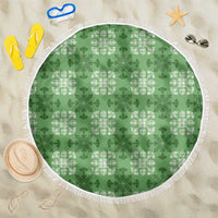 Green Hawaiian Quilt Beach Blanket Hawaii Pineapple Monstera Palaka Motifs LT14 One Size 150cm Green - Polynesian Pride