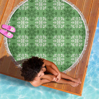 Green Hawaiian Quilt Beach Blanket Hawaii Pineapple Monstera Palaka Motifs LT14 - Polynesian Pride
