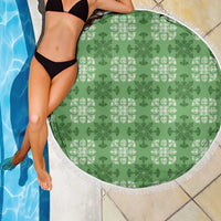 Green Hawaiian Quilt Beach Blanket Hawaii Pineapple Monstera Palaka Motifs LT14 - Polynesian Pride