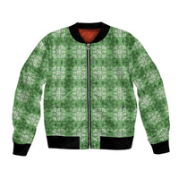 Green Hawaiian Quilt Bomber Jacket Hawaii Pineapple Monstera Palaka Motifs LT14 Unisex Green - Polynesian Pride