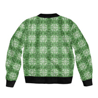 Green Hawaiian Quilt Bomber Jacket Hawaii Pineapple Monstera Palaka Motifs LT14 - Polynesian Pride