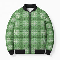 Green Hawaiian Quilt Bomber Puffer Jacket Hawaii Pineapple Monstera Palaka Motifs LT14 Unisex Green - Polynesian Pride