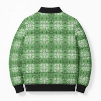 Green Hawaiian Quilt Bomber Puffer Jacket Hawaii Pineapple Monstera Palaka Motifs LT14 - Polynesian Pride