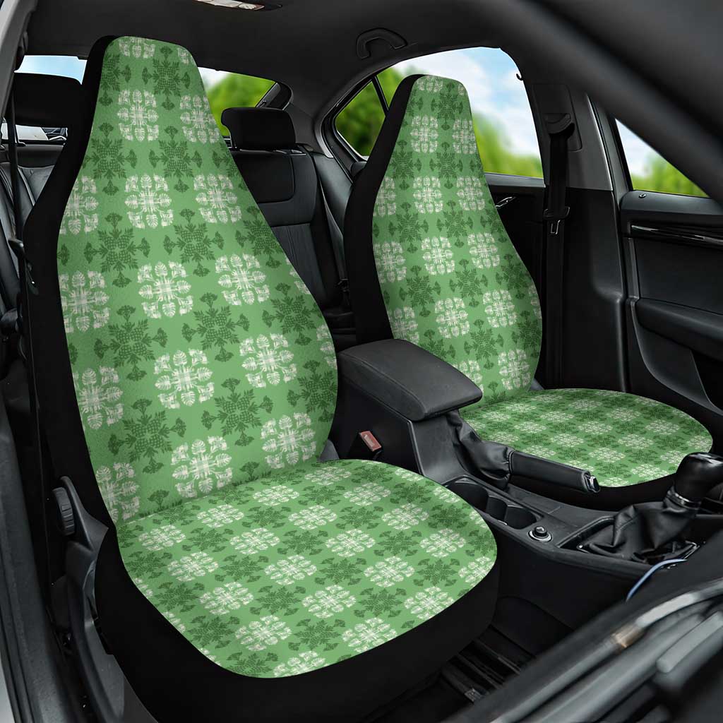 Green Hawaiian Quilt Car Seat Cover Hawaii Pineapple Monstera Palaka Motifs LT14 One Size Green - Polynesian Pride