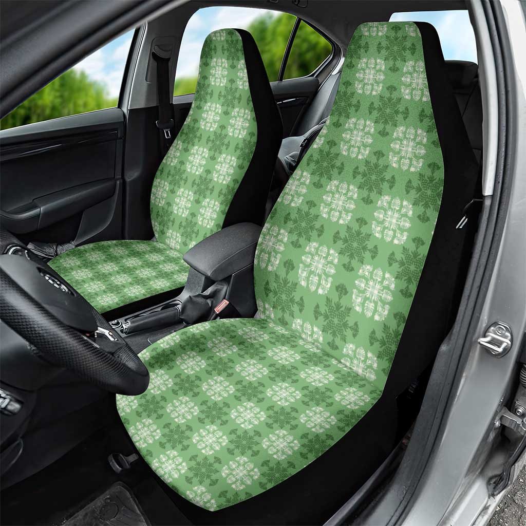 Green Hawaiian Quilt Car Seat Cover Hawaii Pineapple Monstera Palaka Motifs LT14 - Polynesian Pride