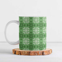 Green Hawaiian Quilt Ceramic Mug Hawaii Pineapple Monstera Palaka Motifs LT14 Green - Polynesian Pride