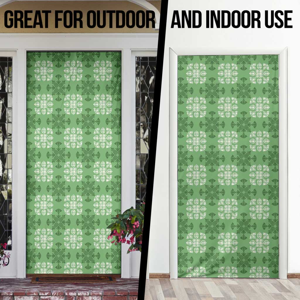 Green Hawaiian Quilt Door Cover Hawaii Pineapple Monstera Palaka Motifs LT14 - Polynesian Pride