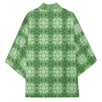 Green Hawaiian Quilt Kimono Hawaii Pineapple Monstera Palaka Motifs LT14 - Polynesian Pride