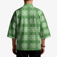 Green Hawaiian Quilt Kimono Hawaii Pineapple Monstera Palaka Motifs LT14 - Polynesian Pride