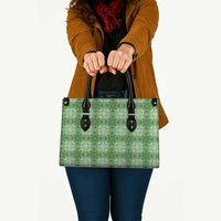 Green Hawaiian Quilt Leather Bag Hawaii Pineapple Monstera Palaka Motifs LT14 - Polynesian Pride