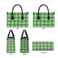 Green Hawaiian Quilt Leather Bag Hawaii Pineapple Monstera Palaka Motifs LT14 - Polynesian Pride
