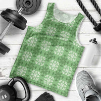 Green Hawaiian Quilt Men Tank Top Hawaii Pineapple Monstera Palaka Motifs LT14 - Polynesian Pride