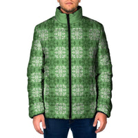 Green Hawaiian Quilt Padded Jacket Hawaii Pineapple Monstera Palaka Motifs LT14 Men Green - Polynesian Pride