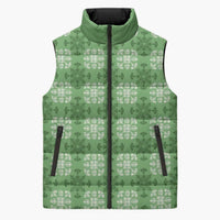 Green Hawaiian Quilt Sleeveless Puffer Jacket Hawaii Pineapple Monstera Palaka Motifs LT14 Unisex Green - Polynesian Pride