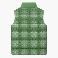 Green Hawaiian Quilt Sleeveless Puffer Jacket Hawaii Pineapple Monstera Palaka Motifs LT14 - Polynesian Pride