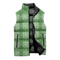 Green Hawaiian Quilt Sleeveless Puffer Jacket Hawaii Pineapple Monstera Palaka Motifs LT14 - Polynesian Pride