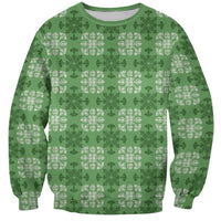 Green Hawaiian Quilt Sweatshirt Hawaii Pineapple Monstera Palaka Motifs LT14 Unisex Green - Polynesian Pride